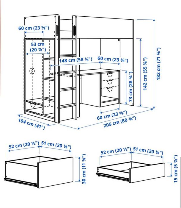 Sprzedam Łóżko pietrowe z biurkiem  Ikea