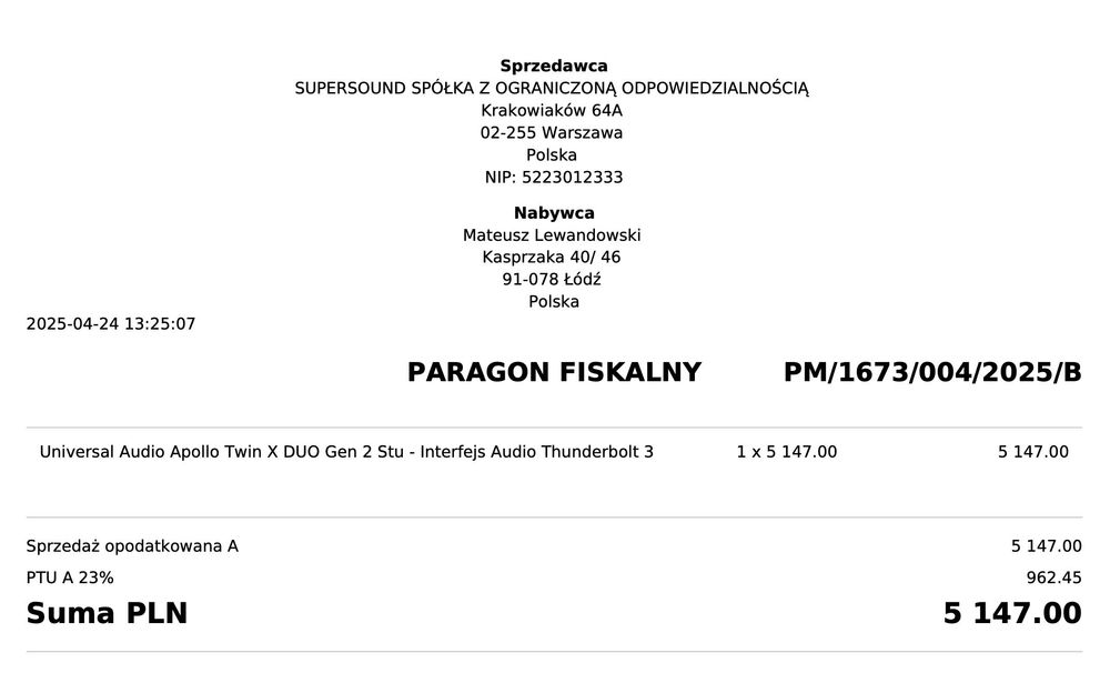Universal Audio Apollo Twin X DUO Gen 2 Thunderbolt 3 (Studio + [ponad 50 wtyczek UA])