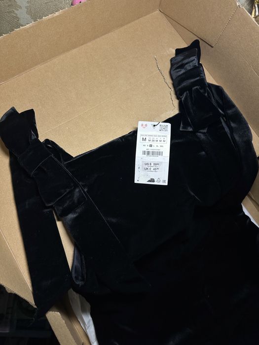 Платье плаття сукня вечірня велюр бант оксамитова Zara М