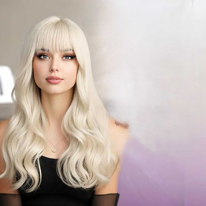 BARSDAR Długa Peruka Platynowy Blond 50 cm z grzywką