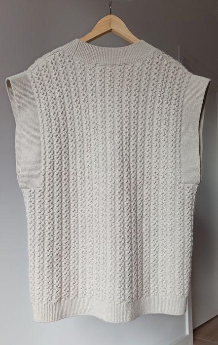 Kamizelka wełniana kaszmirowa bezrękawnik sweter H&M beżowa kaszmir
