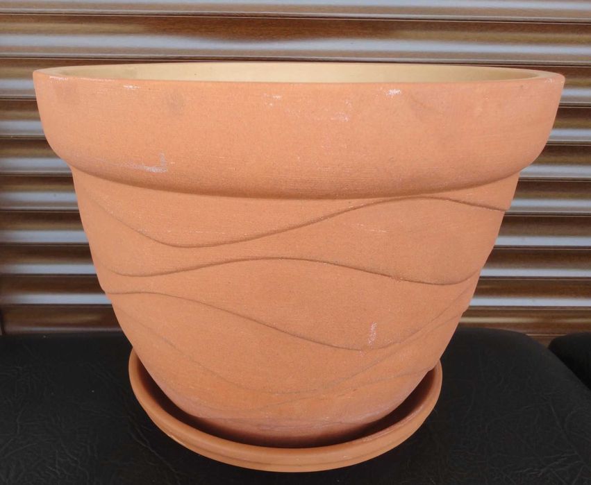 Donica ceramiczna duża z podstawkiem 2 szt