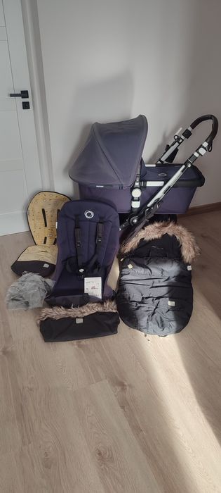 Bugaboo Cameleon 3 navy grantowy śpiworek, mufka, gondola, spacerówka
