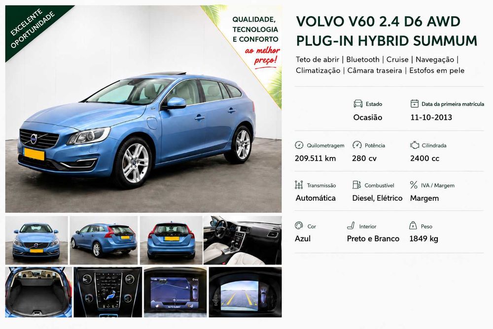 Volvo V60 2.4 D6 AWD Plug-in Hybrid Summum – 280 cv