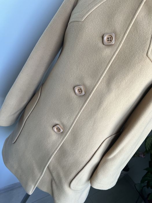 Francuski płaszcz vintage Griffon Paris, beżowy, wełniany retro M