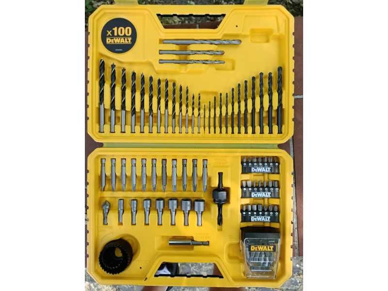 Zestaw wierteł, bitów, nasadek, otwornic DeWalt 100 elementów *NOWY*