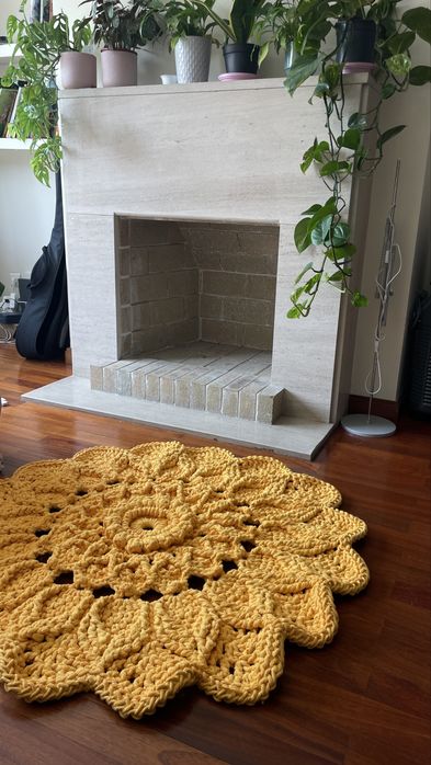Tapete crochet amarelo
