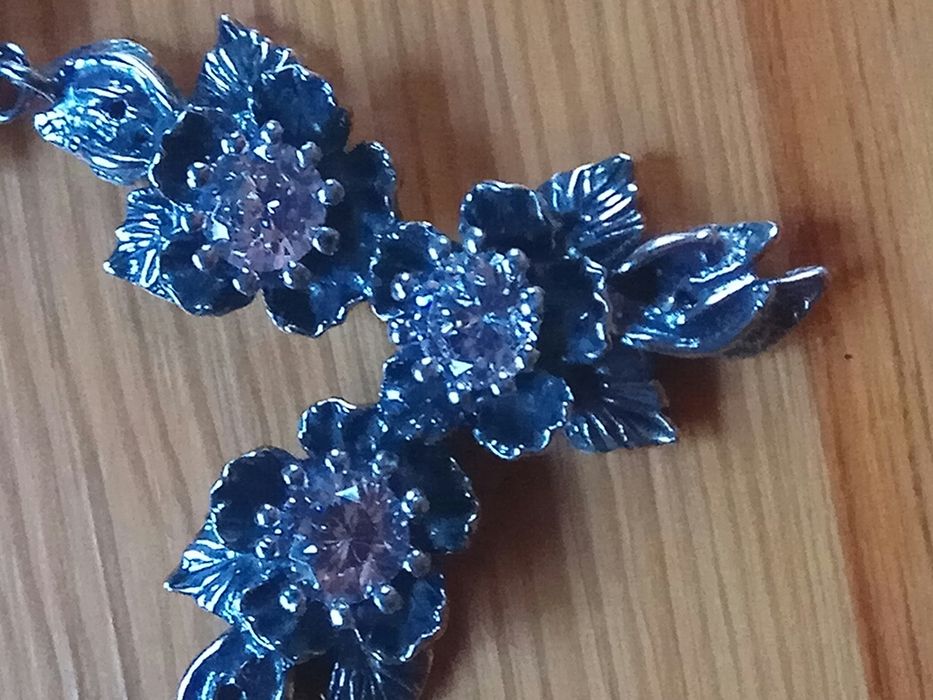 Srebro naszyjnik z kryształkami