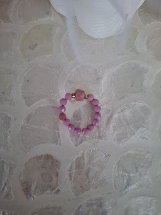 Pierścionek handmade z naturalnych kamieni mika rodonit hematyt