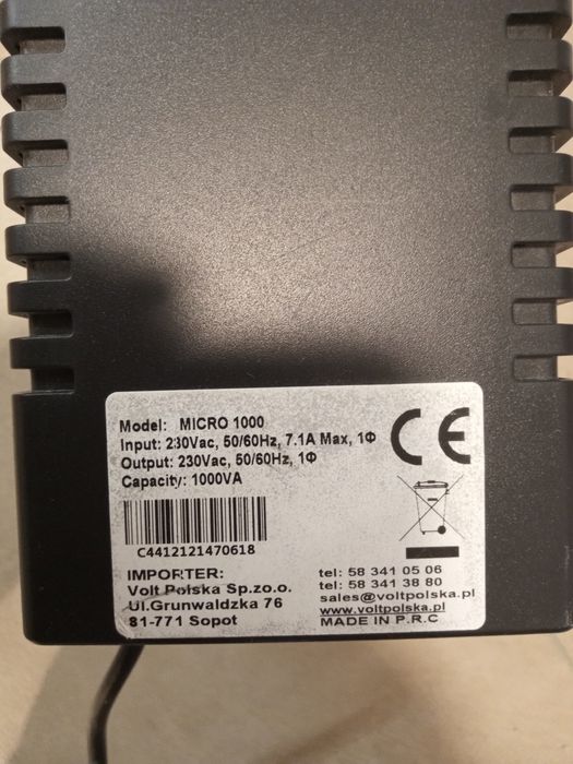 Zasilacz Awaryjny UPS Micro 1000 (1000VA/600W/9Ah) LCD VOLT POLSKA