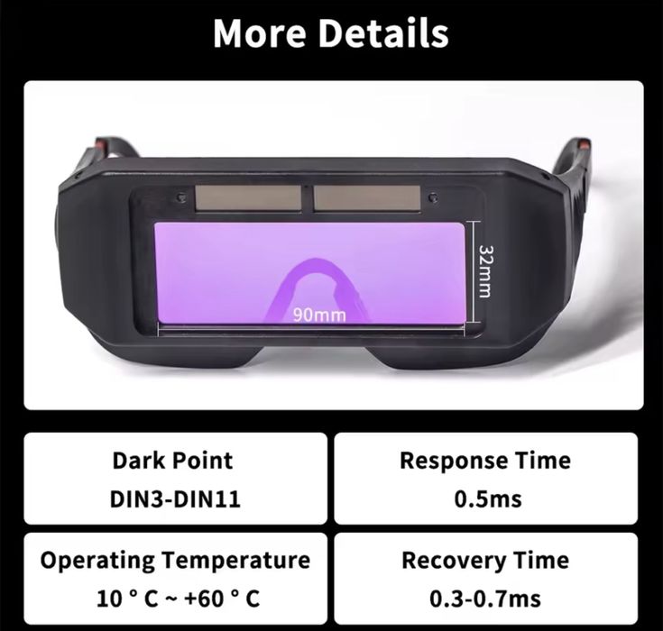 Óculos de soldar movido a energia