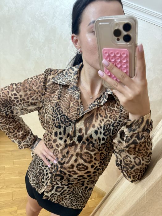 Шифонова блуза принт леопард