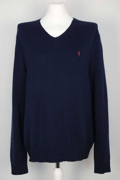 Ralph Lauren logo męski sweter bawełna v neck r XL