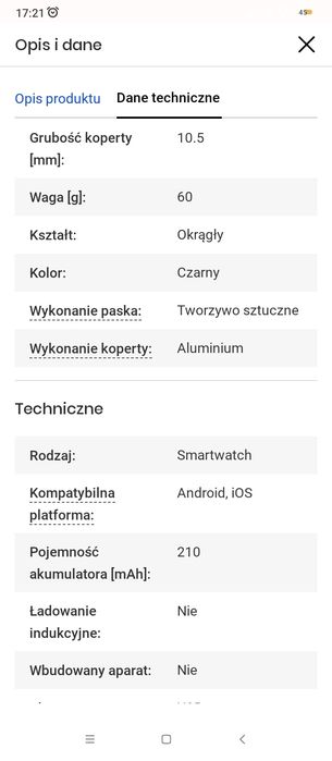 Smartwatch Alcatel OneTouch Watch Czarny nowy