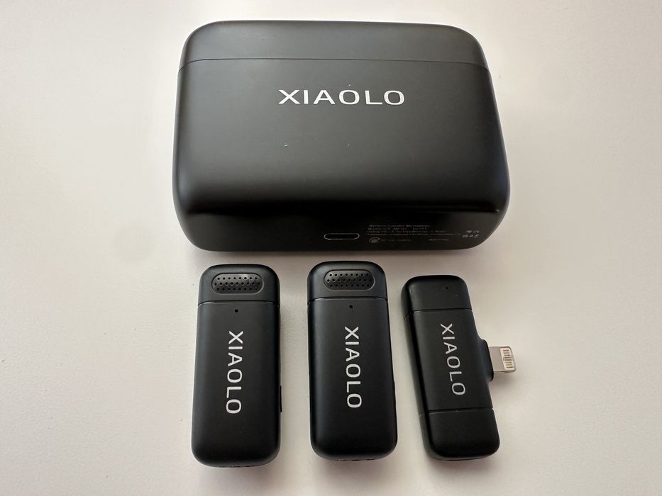 Par de microfones Lavalier sem fios para iPhone (Lightning) + Estojo