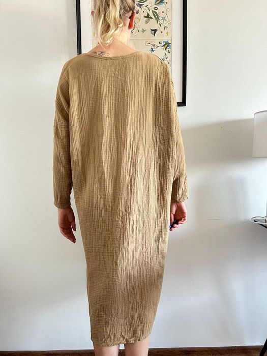 Brązowa sukienka damska midi made in Italy bawełniana L-XL