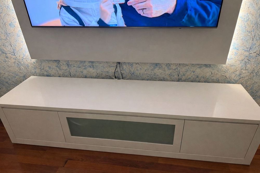 Conjunto móveis sala lacado branco + mesa extensível + chaise