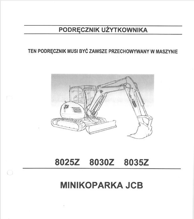 JCB 8025 Z, 8030 Z, 8035 Z  DTR instrukcja