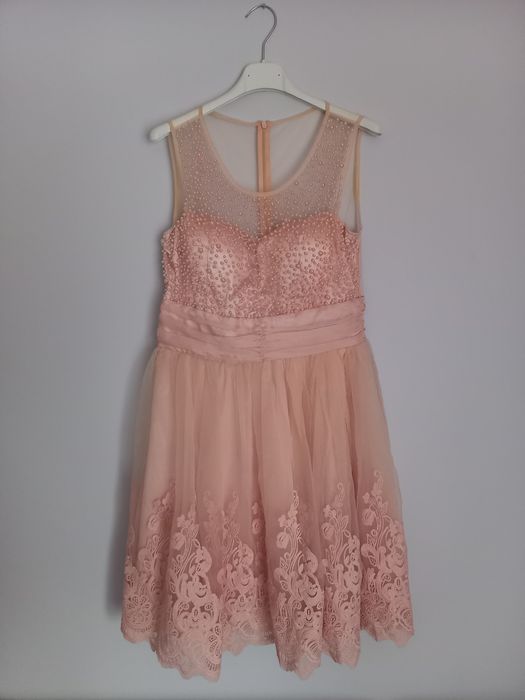 Sukienka pudrowy róż s/m