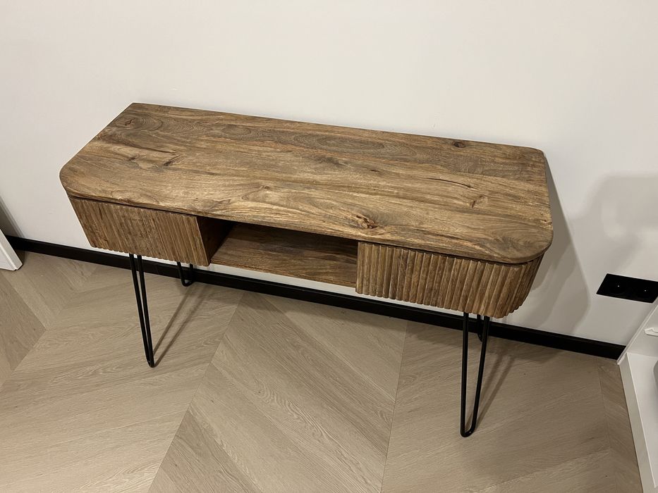 Toaletka, biurko, drewno mangowe, czarne nogi, ręcznie wykonana