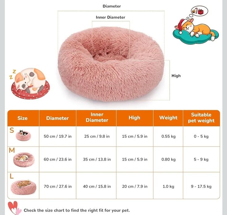 ALLSOPETS legowisko dla psa donut średnica 60cm