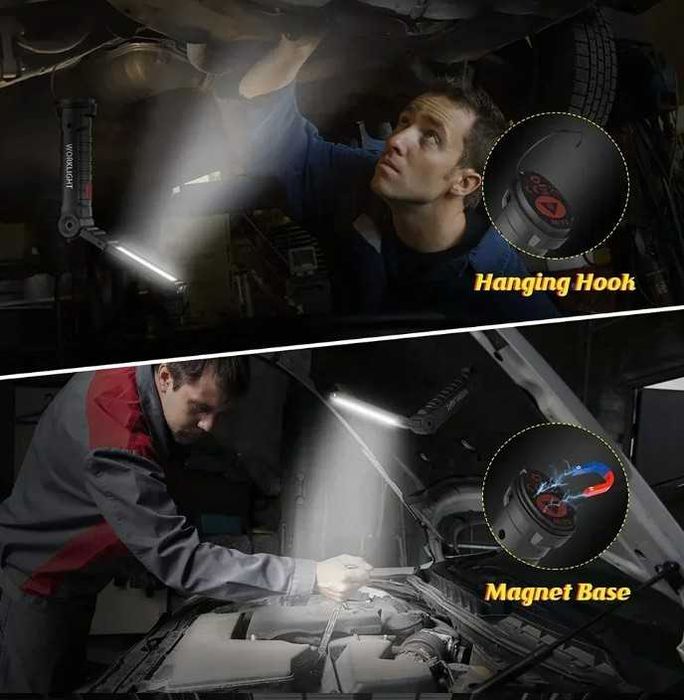 Lanterna LED COB recarregável magnética com caixa