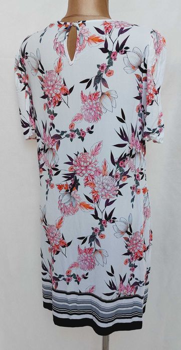 Sukienka tunika 100% Wiskoza New Look 16/44 kwiaty strukturalna 42