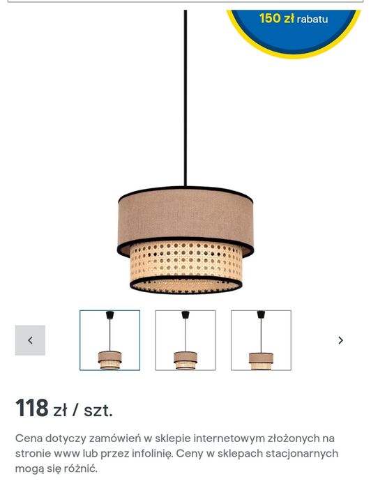 Lampa Duolla Boho xs nowa ratan