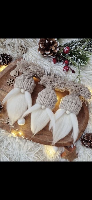 Bombki ręcznie robione box handmade świąteczne ozdoby mikołaje makrama