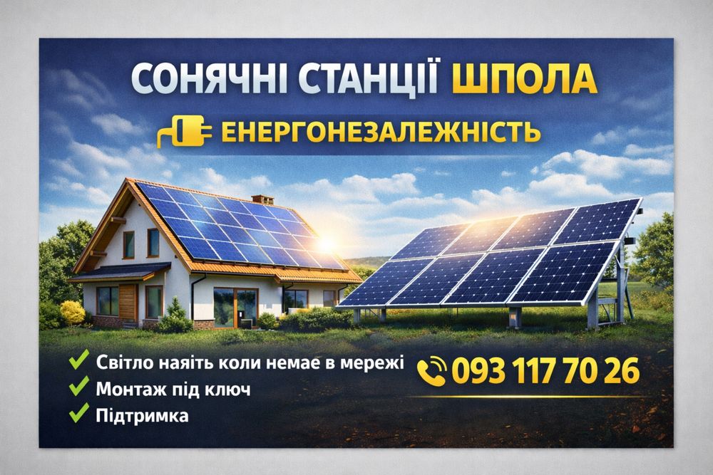 Сонячні електростанції під ключ Шпола без відключень світла