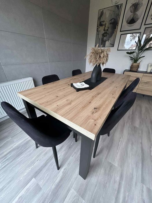 Krzesła tapicerowane czarne 6 szt