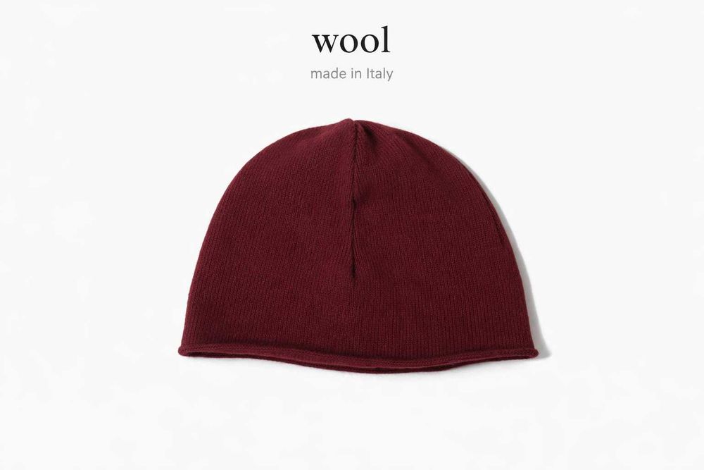 Винтажная шерстяная шапка бини Made in Italy raw edge beanie Y2K