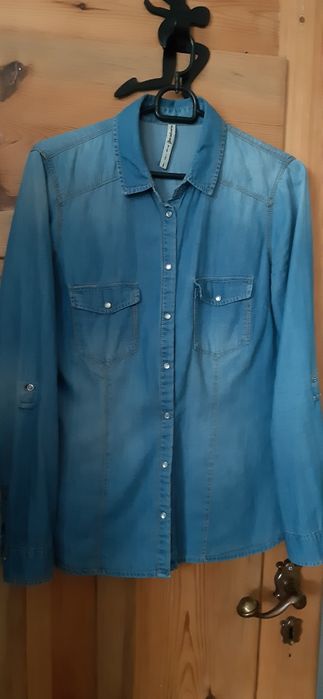 2xKoszula- jeansowa Stradivarius, i czarna skorzana