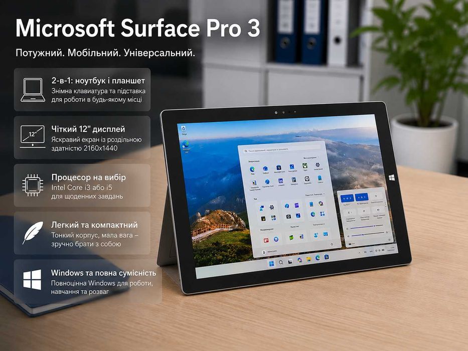 Microsoft Surface Pro 3 i3/5 4GB/64/128/256GB SSD | Win 11 | Батарея Excellent |