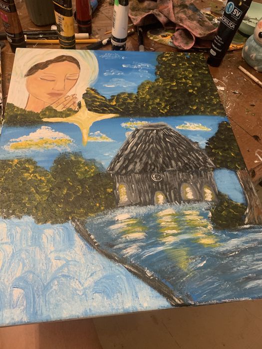 Quadro Original Nossa Senhora de Fátima – Pintado à Mão – Peça Única