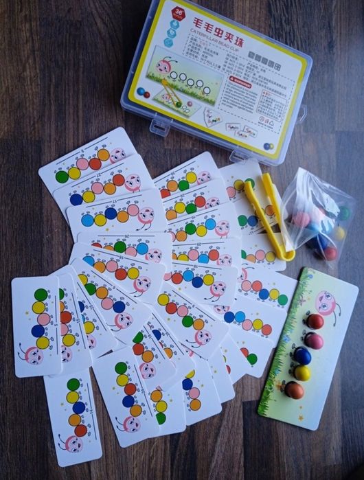 Układanka lewopółkulowa montessori gąsienica liczenie kolory