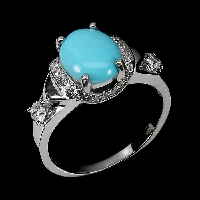 Кольцо из серебра 925 пробы с бирюзой Размер 18