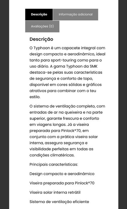 Capacete SMK TYPHOON Preto Mate