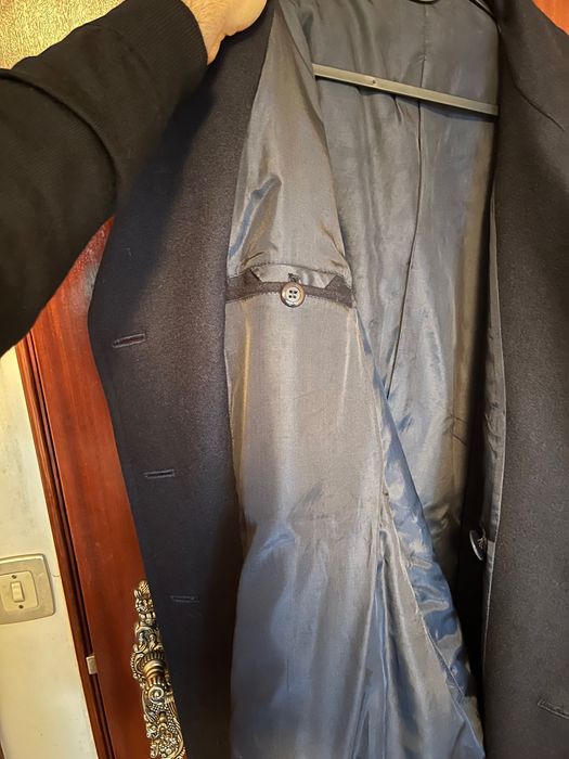 Sobretudo azul marinho 75% lã