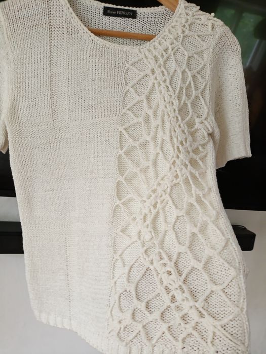 Ciekawa bluzka vintage z aplikacją w stylu lat 80 - M/L