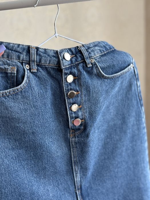 Спідниця джинсова міді з розрізом