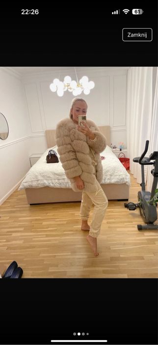 Futro z lisa futerko bezowe r.xs/s