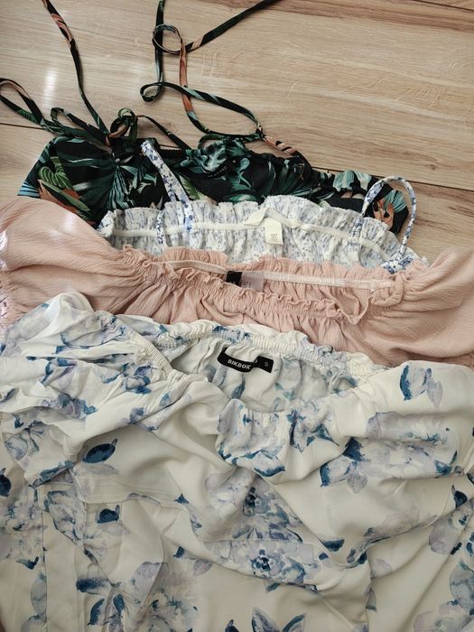 Zestaw crop top bluzeczka bluzka hiszpanka 36 S M