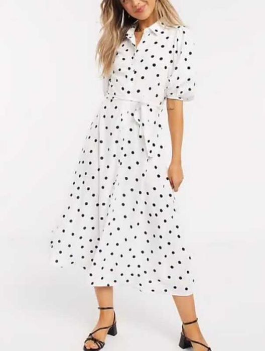 Платье рубашка вискоза 14р. Платье белое в горошек
New Look