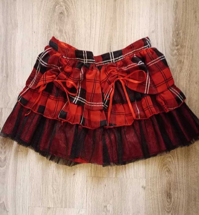 Emo gothic spódnica czerwona w kratę ze ściągaczami