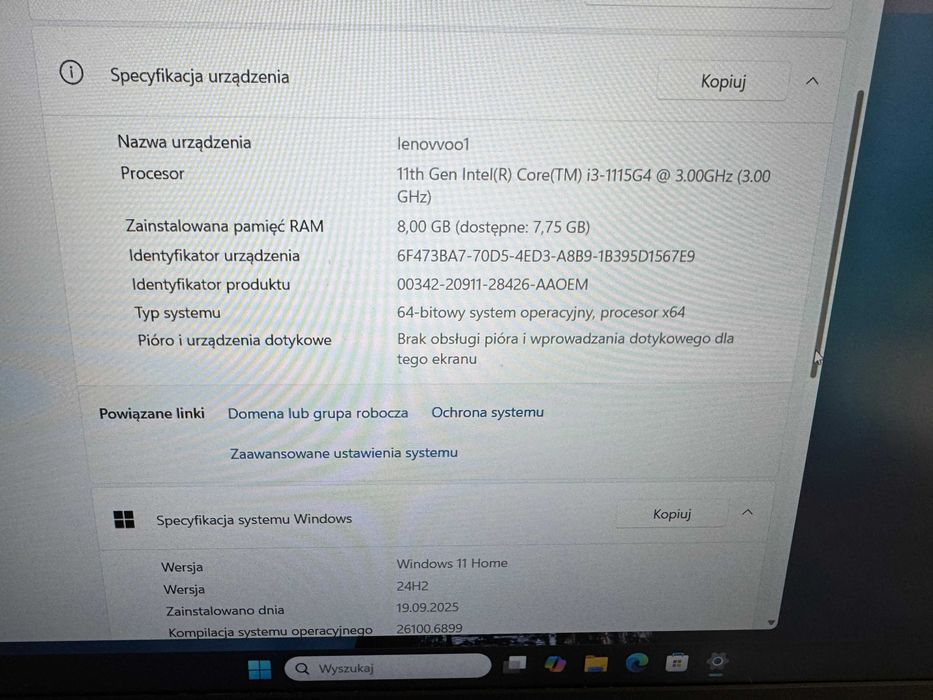 Laptop HP 15-dw3123nw i3 8GB/256 SSD