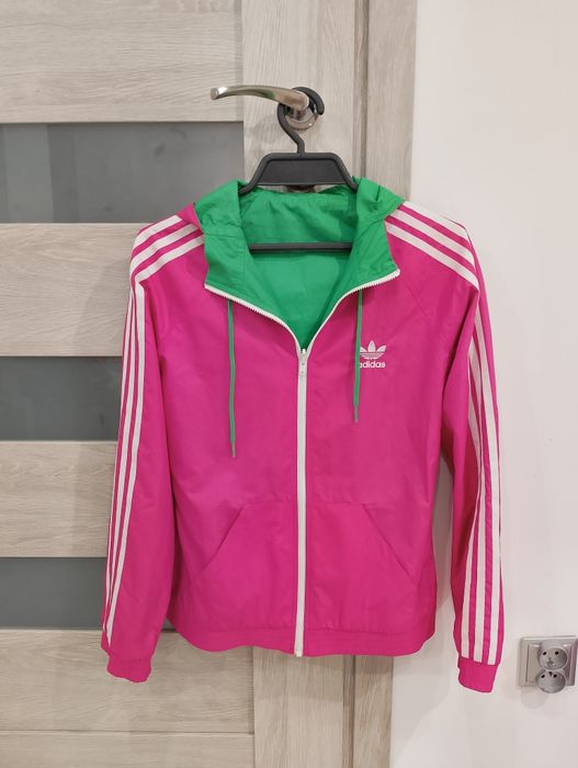 Dwustronna kurtka przejściowa adidas zielona różowa S/M 36/38