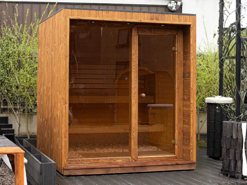 Sauna Ogrodowa kwadratowa 2x2m Premium Piec elektryczny Narvi lub na drewno Polski Producent