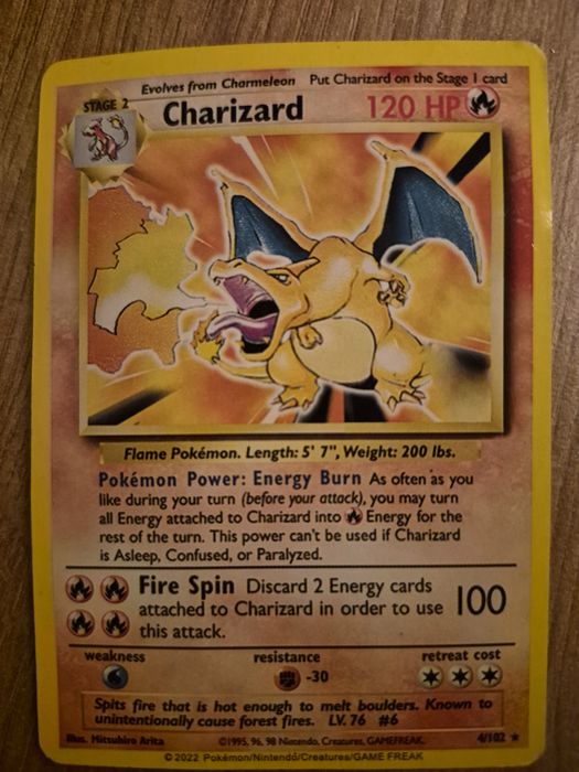 Oryginalna rzadka karta charizard