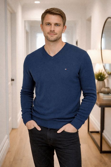 Granatowy sweterek roz M Tommy Hilfiger M Prima Cotton Cashmere
